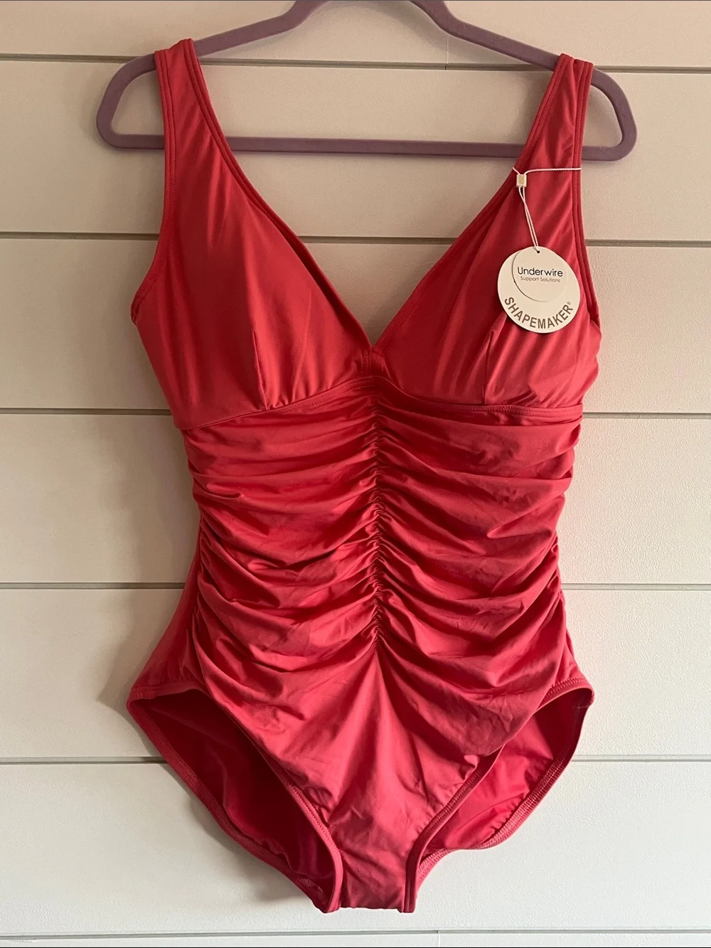 Coco Reef Orange Ruched One-Piece Bodysuit with Underwire NWT Size 14